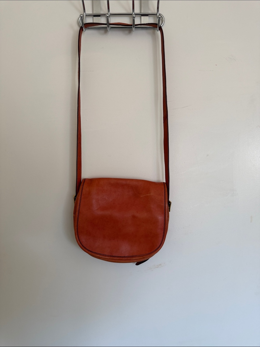 J Crew Leather Structured Saddle Crossbody Red